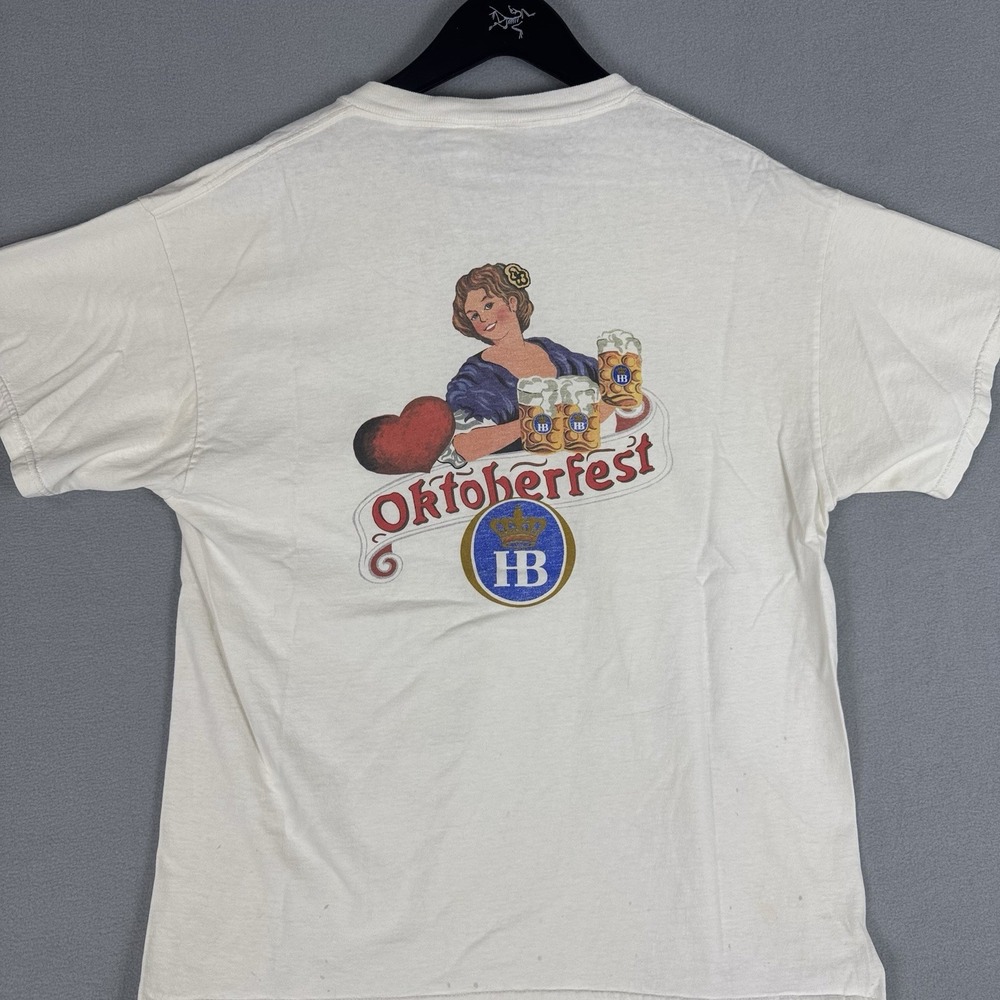 Vintage Oktoberfest Shirt Munich Festival Geaphic White T-shirt Mens Large 90s